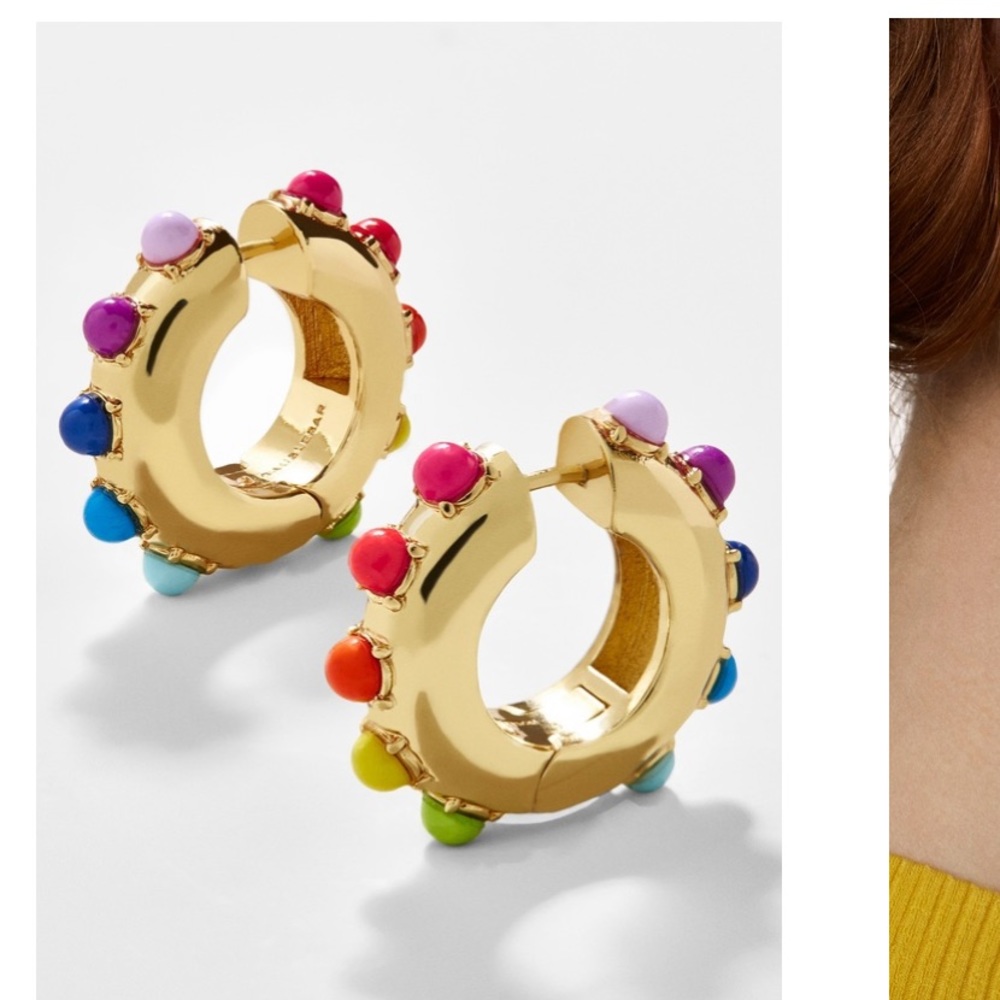 BaubleBar Alaynuh gold rainbow huggie hoop earring